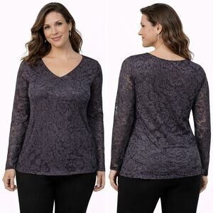 NWT Maurices Lace V-Neck Long Sleeve Top | Size XL